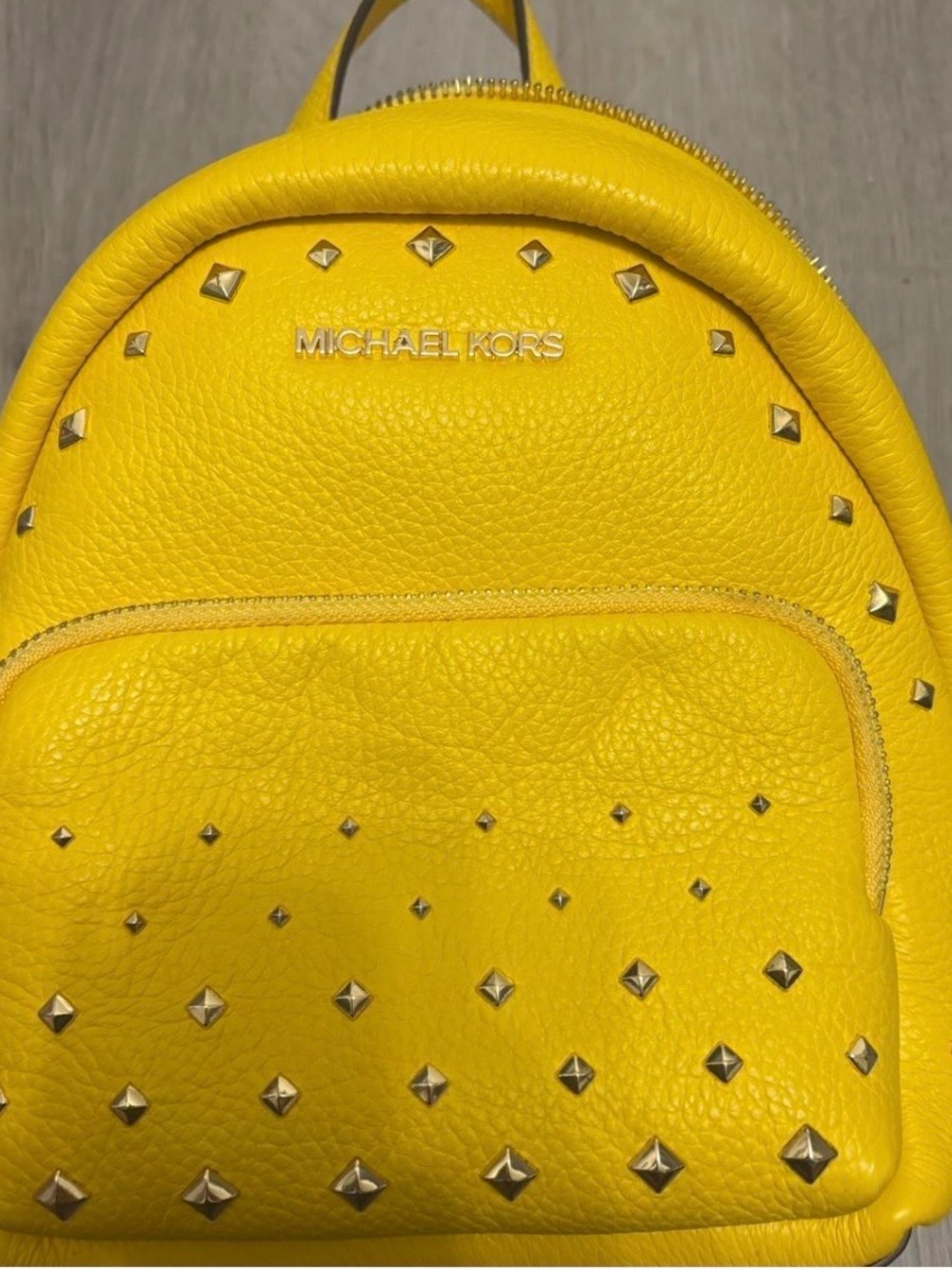MICHAEL KORS Yellow Studded Leather Mini Backpack